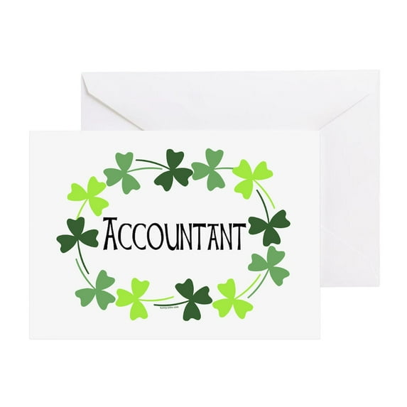 CafePress - Accountant Shamrock Oval - Greeting Card, Blank Inside Glossy