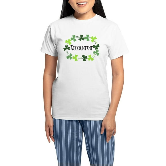 CafePress - Accountant Shamrock Oval Women's Light Pajamas - Women's Short Sleeve Print T-Shirt and Pants Light Cotton Pajama Set