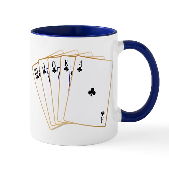 CafePress - Ace Clubs Flush - 11 oz Ceramic Mug - Novelty Coffee Tea Cup