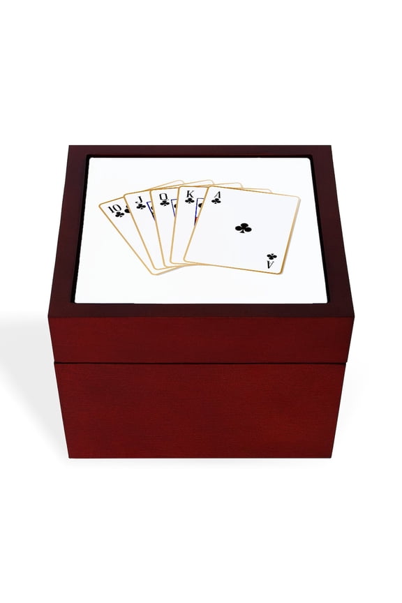 - Ace Clubs Flush - Keepsake Box, Finished Hardwood Jewelry Box, Velvet Lined Memento Box