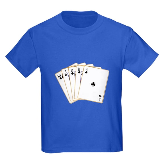 CafePress - Ace Clubs Flush T Shirt - Dark T-Shirt Kids XS-XL