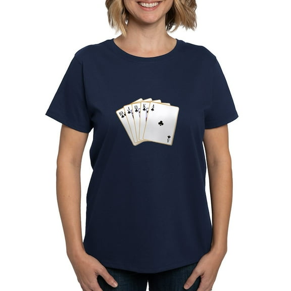 CafePress - Ace Clubs Flush T Shirt - Women's Traditional Fit Dark T-Shirt