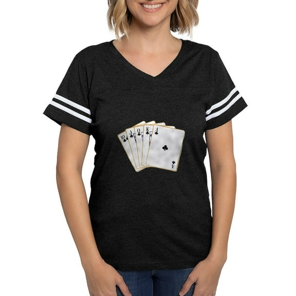 CafePress - Ace Clubs Flush T Shirt - Womens Football Shirt
