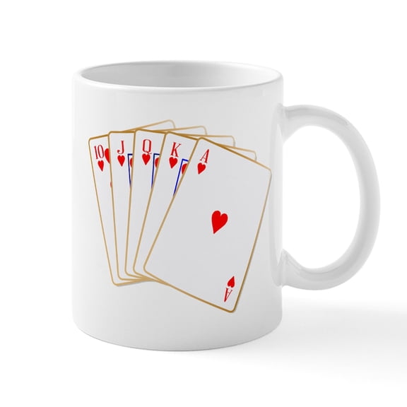 CafePress - Ace Hearts Flush - 11 oz Ceramic Mug - Novelty Coffee Tea Cup