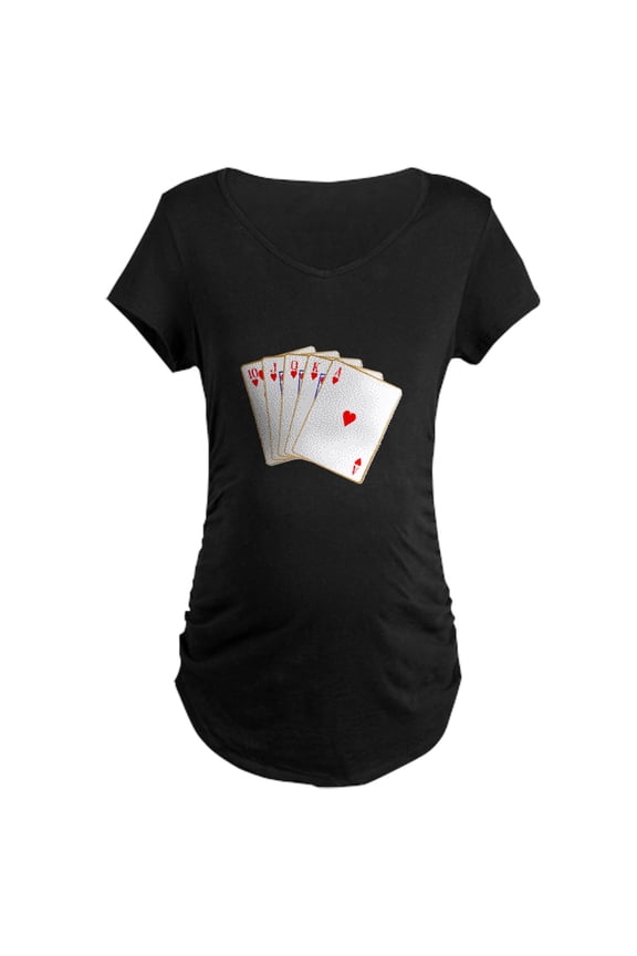 - Ace Hearts Flush Maternity T Shirt - Maternity Dark T-Shirt