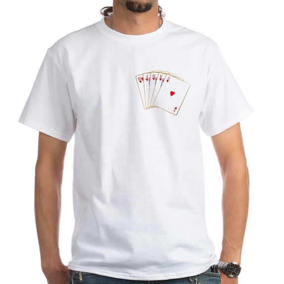 CafePress - Ace Hearts Flush Men's Value T Shirt - Men's White Classic Cotton T-Shirts