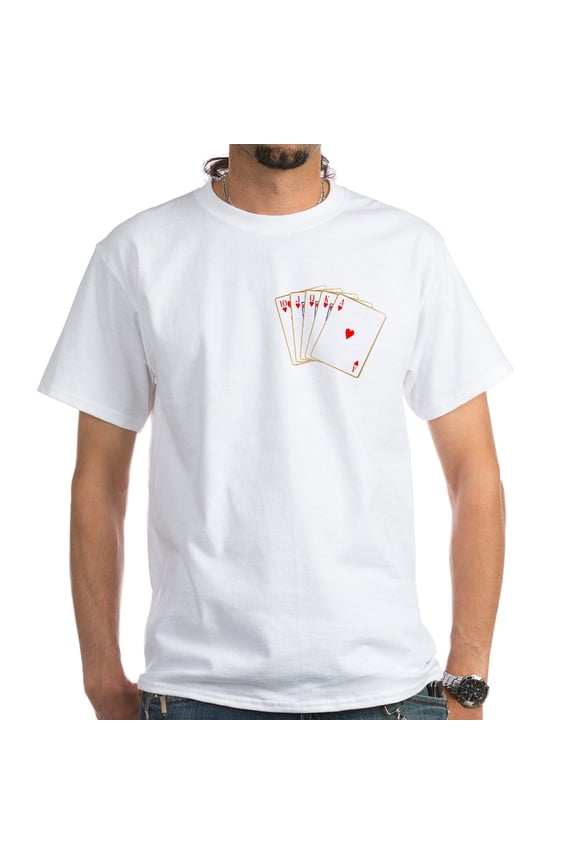 - Ace Hearts Flush Men's Value T Shirt - Men's White Classic Cotton T-Shirts
