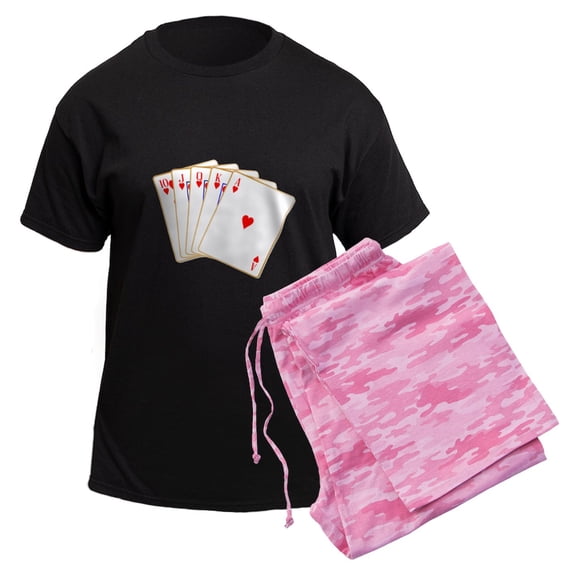 CafePress - Ace Hearts Flush Pajamas - Men's Dark Loose Fit Cotton Pajama Set