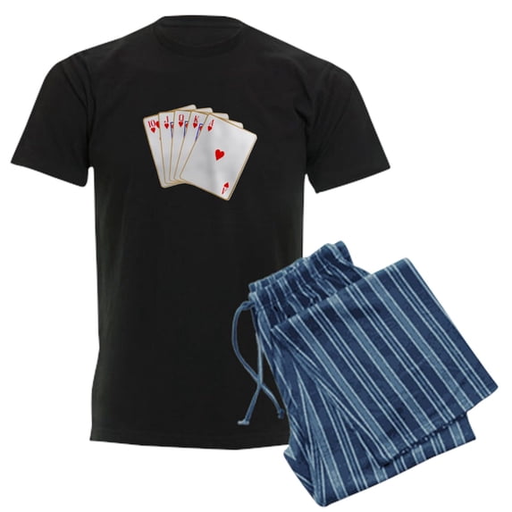 CafePress - Ace Hearts Flush Pajamas - Men's Dark Loose Fit Cotton Pajama Set
