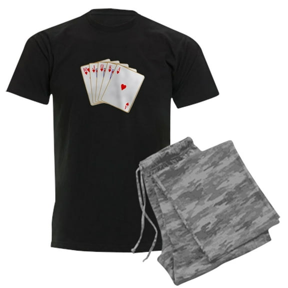 CafePress - Ace Hearts Flush Pajamas - Men's Dark Loose Fit Cotton Pajama Set