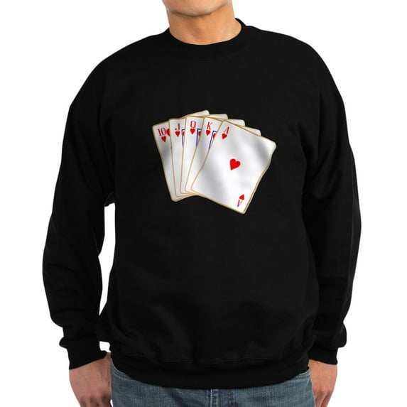 CafePress - Ace Hearts Flush Sweatshirt - Classic Crew Neck Sweatshirt