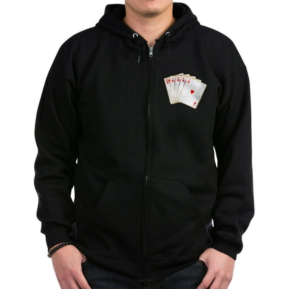 CafePress - Ace Hearts Flush Sweatshirt - Zip Hoodie, Classic Hooded Sweatshirt with Metal Zipper