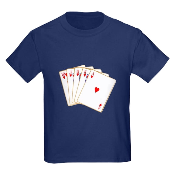 CafePress - Ace Hearts Flush T Shirt - Dark T-Shirt Kids XS-XL