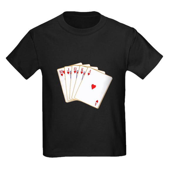 CafePress - Ace Hearts Flush T Shirt - Dark T-Shirt Kids XS-XL