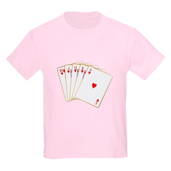 CafePress - Ace Hearts Flush T Shirt - Light T-Shirt Kids XS-XL