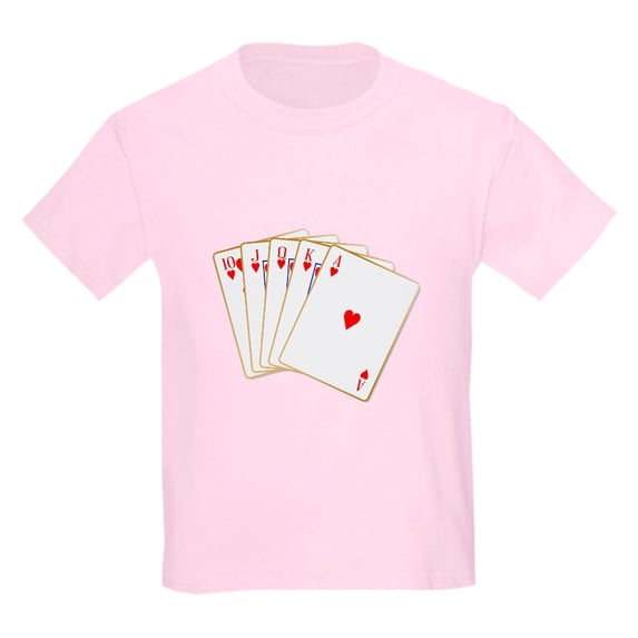 CafePress - Ace Hearts Flush T Shirt - Light T-Shirt Kids XS-XL