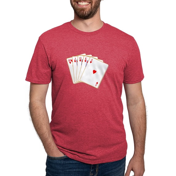 CafePress - Ace Hearts Flush T Shirt - Mens Tri-blend T-Shirt