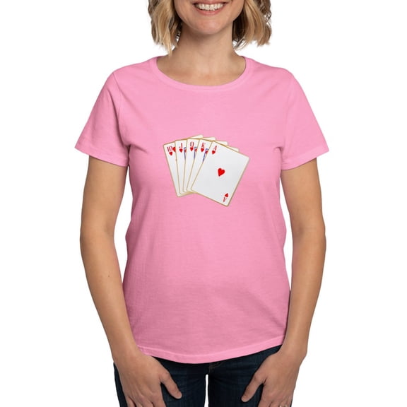 CafePress - Ace Hearts Flush T Shirt - Women's Traditional Fit Dark T-Shirt
