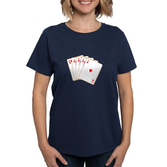 CafePress - Ace Hearts Flush T Shirt - Women's Traditional Fit Dark T-Shirt
