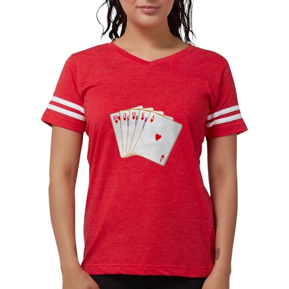 CafePress - Ace Hearts Flush T Shirt - Womens Football Shirt