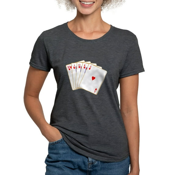 CafePress - Ace Hearts Flush T Shirt - Womens Tri-blend T-Shirt
