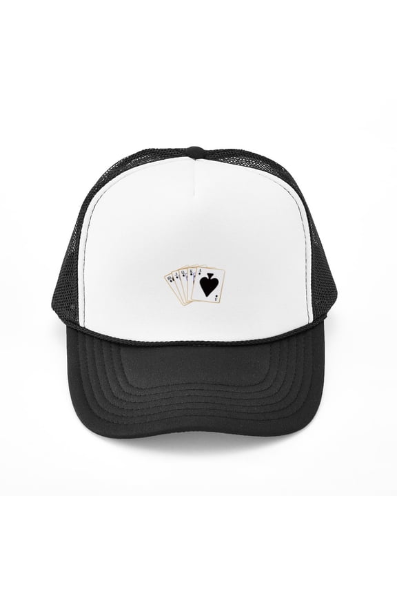 - Ace Spades Flush - Adjustable Unisex Printed Trucker Hat with Mesh Back
