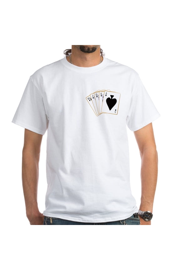 - Ace Spades Flush Men's Value T Shirt - Men's White Classic Cotton T-Shirts