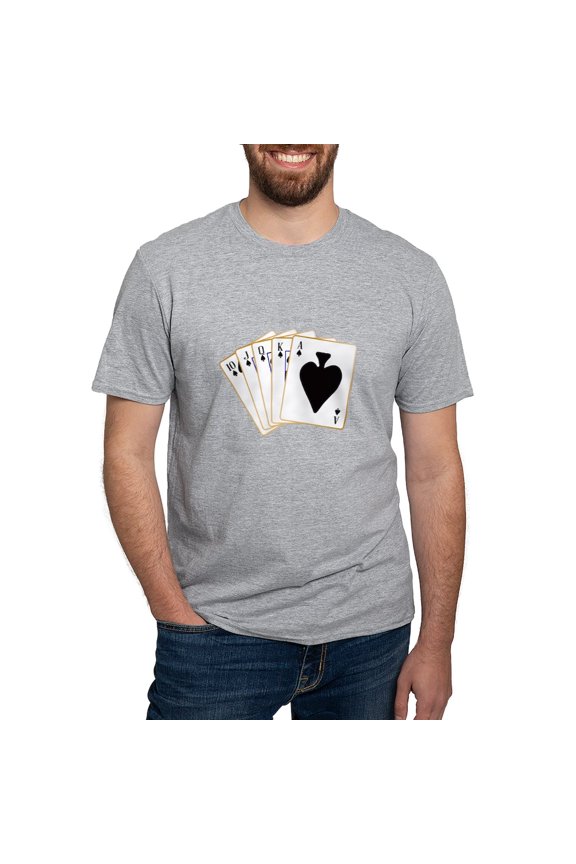 - Ace Spades Flush T Shirt - Fitted T-Shirt, Vintage Fit Soft Cotton Tee