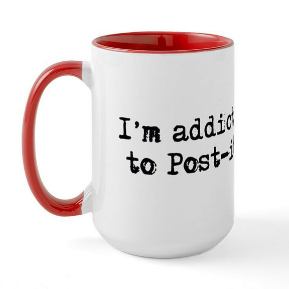 CafePress - Addicted To Post Its Large Mug - 15 oz Ceramic Large White Novelty Mug