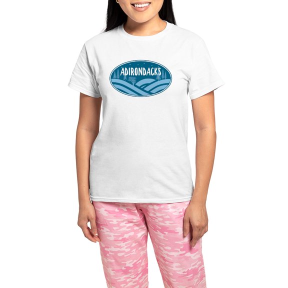 CafePress - Adirondacks New York Outdoors Pajamas - Women's Short Sleeve Print T-Shirt and Pants Light Cotton Pajama Set