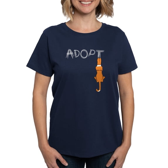 CafePress - Adopt Cats Rusty™ T Shirt - Women's Traditional Fit Dark T-Shirt