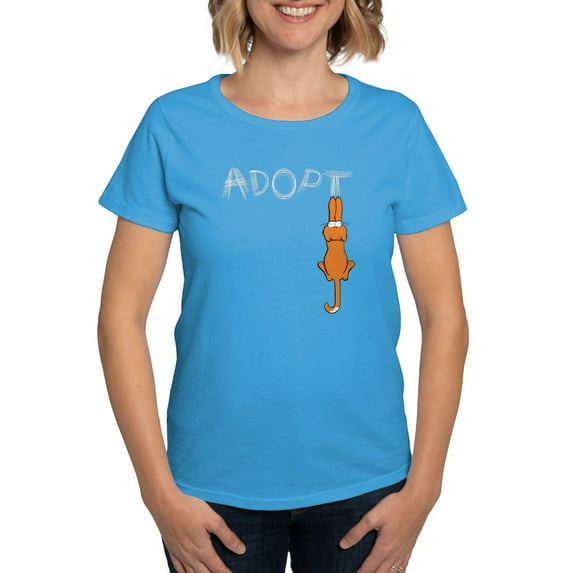 CafePress - Adopt Cats Rusty™ T Shirt - Women's Traditional Fit Dark T-Shirt