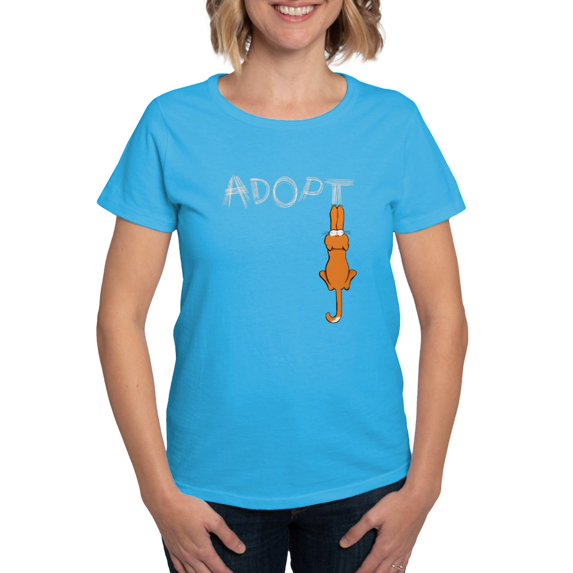CafePress - Adopt Cats Rusty™ T Shirt - Women's Traditional Fit Dark T-Shirt