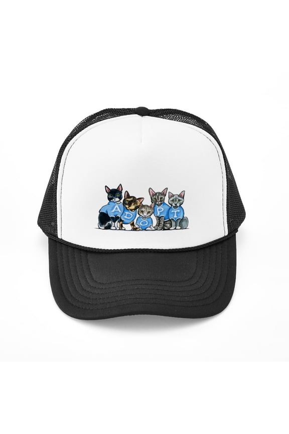 - Adopt Shelter Cats - Adjustable Unisex Printed Trucker Hat with Mesh Back