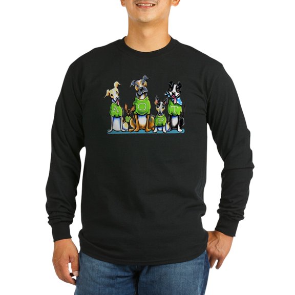 CafePress - Adopt Shelter Dogs DK Long Sleeve T Shirt - Long Sleeve Dark T-Shirt