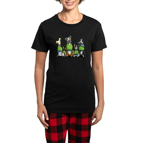 CafePress - Adopt Shelter Dogs Pajamas - Women's Short Sleeve Print T-Shirt and Pants Dark Cotton Pajama Set