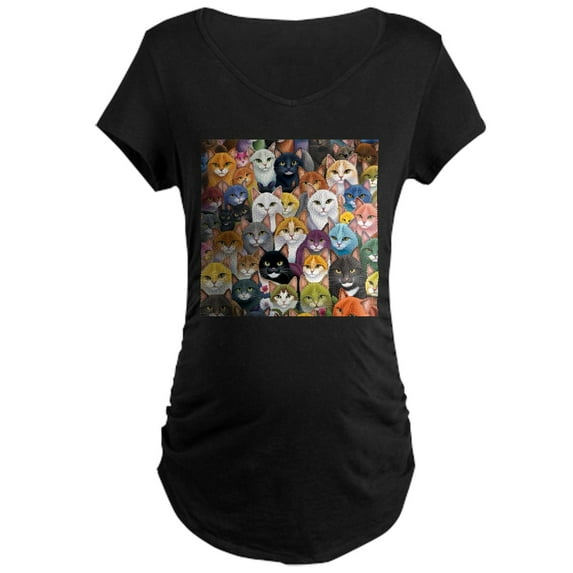 CafePress - Adorable And Curious Cats Fantasy Maternity T Shirt - Maternity Dark T-Shirt