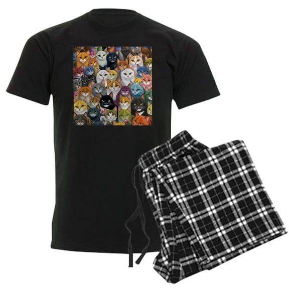 CafePress - Adorable And Curious Cats Fantasy Pajamas - Men's Dark Loose Fit Cotton Pajama Set
