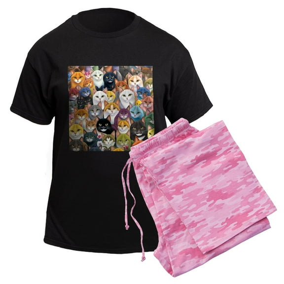 CafePress - Adorable And Curious Cats Fantasy Pajamas - Men's Dark Loose Fit Cotton Pajama Set