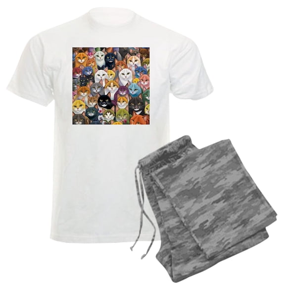CafePress - Adorable And Curious Cats Fantasy Pajamas - Men's Light Loose Fit Cotton Pajama Set