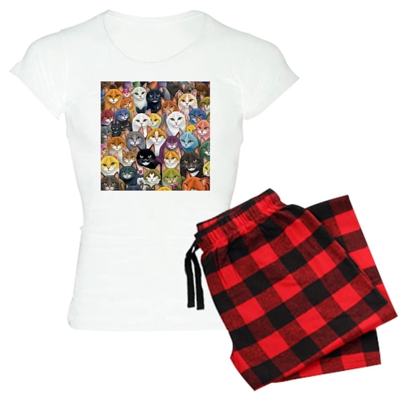CafePress - Adorable And Curious Cats Fantasy Pajamas - Women's Light Pajamas