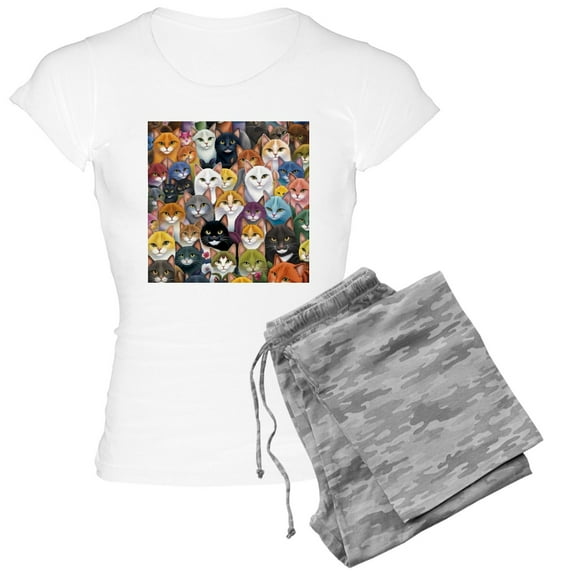 CafePress - Adorable And Curious Cats Fantasy Pajamas - Women's Light Pajamas
