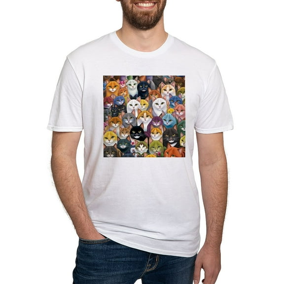 CafePress - Adorable And Curious Cats Fantasy T Shirt - Fitted T-Shirt, Vintage Fit Soft Cotton Tee