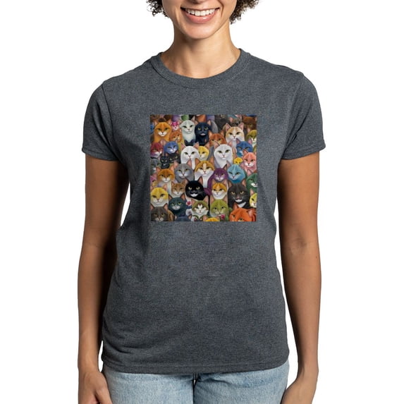 CafePress - Adorable And Curious Cats Fantasy T Shirt - Women's Traditional Fit Dark T-Shirt