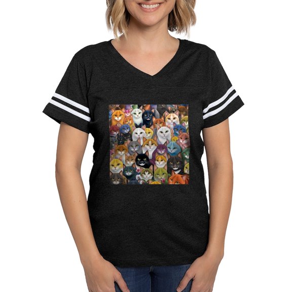 CafePress - Adorable And Curious Cats Fantasy T Shirt - Womens Football Shirt