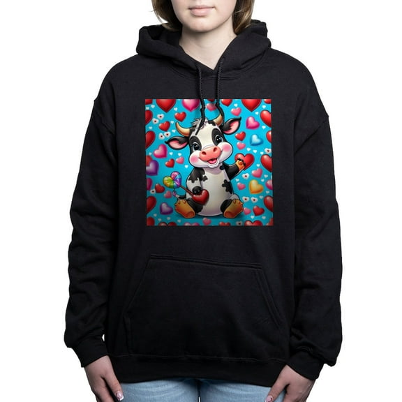 CafePress - Adorable Cow Has Hearts Sweatshirt - Pullover Hoodie, Classic & Comfortable Hooded Sweatshirt