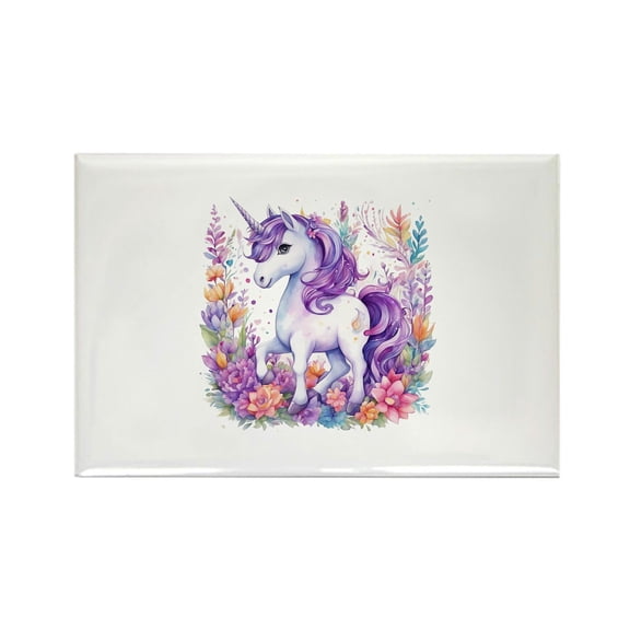 CafePress - Adorable Floral Unicorn Magnets - Rectangle Magnet, 2"x3" Refrigerator Magnet