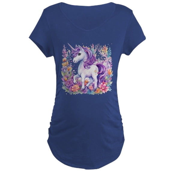 CafePress - Adorable Floral Unicorn Maternity T Shirt - Maternity Dark T-Shirt