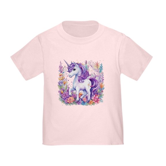 CafePress - Adorable Floral Unicorn T Shirt - Cute Toddler T-Shirt, 100% Cotton
