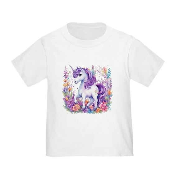 CafePress - Adorable Floral Unicorn T Shirt - Cute Toddler T-Shirt, 100% Cotton